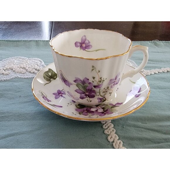 Hammeredley Victorian Violets Bone China Teacup & Saucer Set Made In England